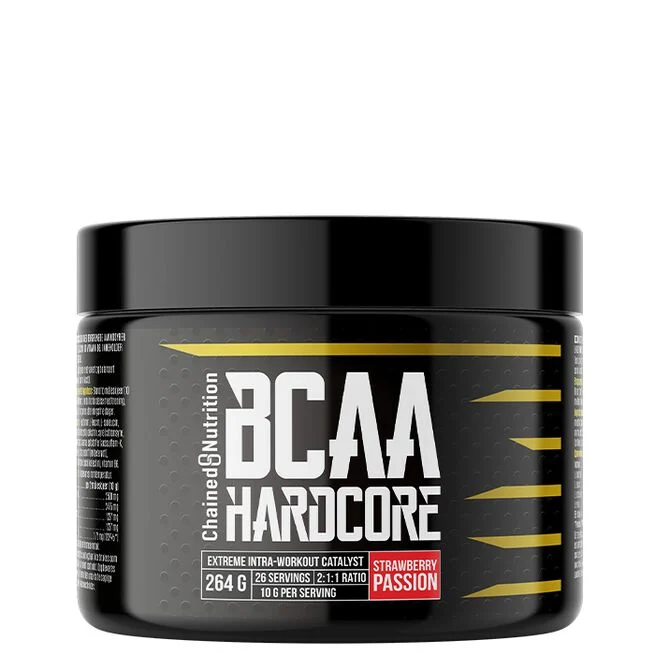Burk med Chained Nutrition BCAA Hardcore i smaken Strawberry Passion, 264 g.