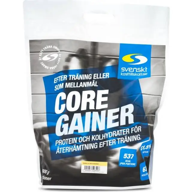 Core Gainer från Svenskt Kosttillskott – gainerpulver med hög proteinhalt och snabba kolhydrater