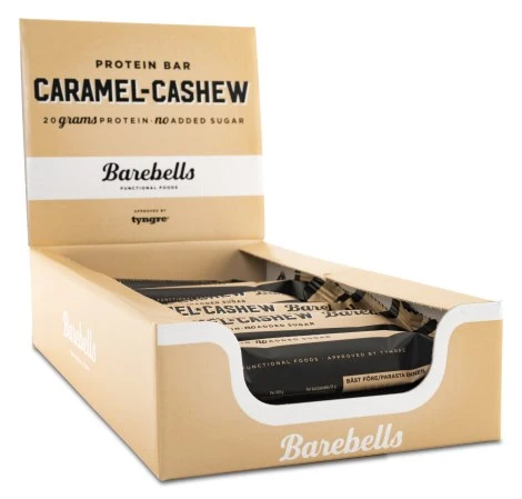 TvĂ„ Barebells Protein Bars i förpackning, liggande pĂ„ vit bakgrund â smak Salty Peanut.
