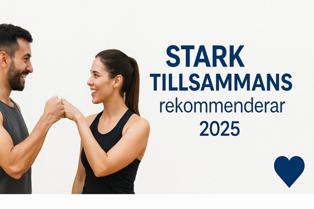 Bannerbild för Stark Tillsammans rekommenderar 2025 som visar två personer som tränar tillsammans och symboliserar gemenskap, styrka och hälsa.